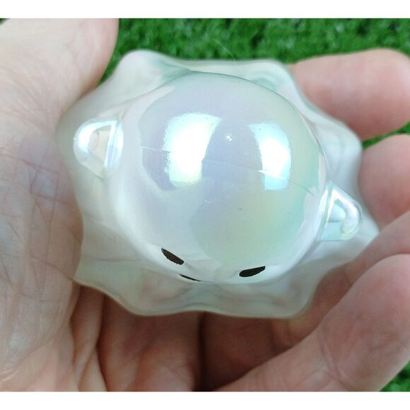 Ghost Halloween Glass Iridescent Decor Shiny White Happy Face Ghoul Small Spirit - Picture 15 of 16
